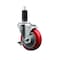 Service Caster 4'' Red Poly Swivel 1-1/4'' Expanding Stem Caster with Brake SCC-EX20S414-PPUB-RED-TLB-114 - alternate 1
